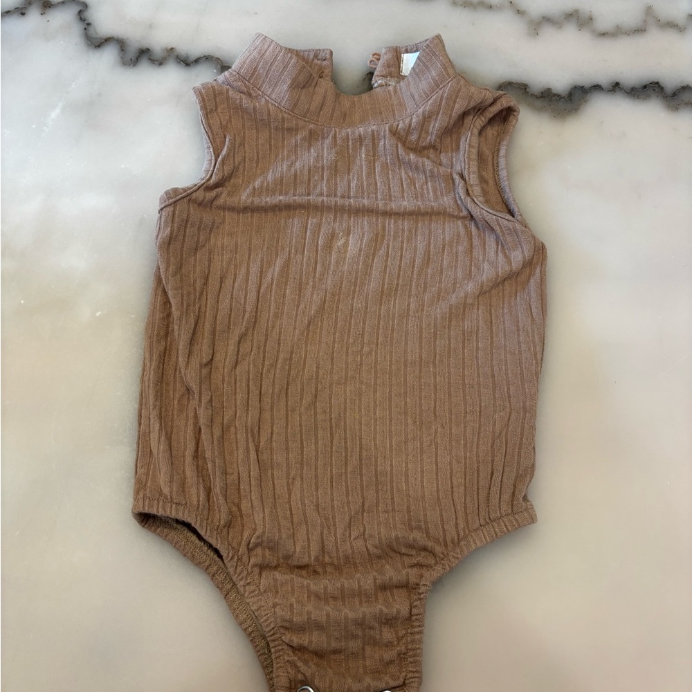 Bailey’s Blossom Brown Ribbed Kids One Piece